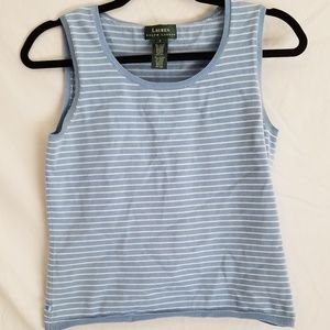 Lauren Ralph Lauren Light Blue Striped Tank Top S